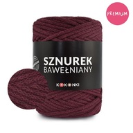 PREMIUM bavlnená šnúrka KOKONKI 5mm / rolka 100m / bordová PREMIUM bavlnená šnúrka KOKONKI 5mm / rolka 100m / bordová