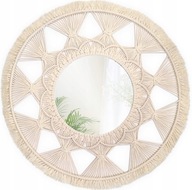 Okrúhle Boho Macrame nástenné zrkadlo 53 cm Natural