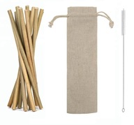 Bambusové slamky, sada 12 ks, ekologické, opakovane použiteľné