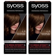 2X SYOSS PERMANENTNÁ FARBA NA VLASY ČOKOLÁDOVÁ HNEDÁ 4-8 INTENZÍVNA FARBA 2X SYOSS PERMANENTNÁ FARBA NA VLASY ČOKOLÁDOVÁ HNEDÁ 4-8 INTENZÍVNA FARBA