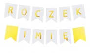 Nápis na girlandu JEDEN ROK + MENO DIEŤAŤA, zlatý banner - 1 Nápis na girlandu JEDEN ROK + MENO DIEŤAŤA, zlatý banner - 1
