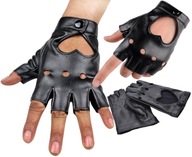 Čierne punkové kožené rukavice bozkávacie palčiaky