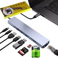 Pevný HUB USB-C ADAPTÉR LAN HDMI 4k SD USB 3.0