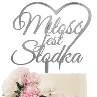 Vrchná strieborná ozdoba na tortu Love je sladké strieborné zrkadlo Vrchná strieborná ozdoba na tortu Love je sladké strieborné zrkadlo