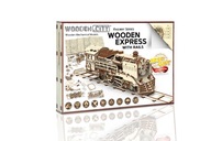 Drevené 3D puzzle - Woden Express vlak s koľajnicami