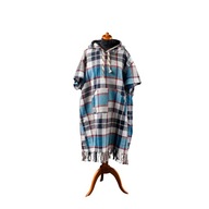Surfers Poncho Turquoise Check Waffle RENA HOME