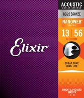Elixir akumulátorové gitarové struny NANOWEB 80/20 Br 13-56 Elixir akumulátorové gitarové struny NANOWEB 80/20 Br 13-56