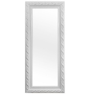 Biele obdĺžnikové zrkadlo v vyrezávanom ráme