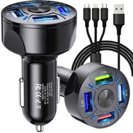 NABÍJAČKA DO AUTA DO AUTA 4XUSB QC3.0 KÁBEL 3V1 RÝCHLE NABÍJAČKA DO AUTA DO AUTA 4XUSB QC3.0 KÁBEL 3V1 RÝCHLE