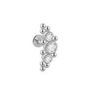Ozdobný strieborný labret s bielymi zirkónmi 1,2/6 Ozdobný strieborný labret s bielymi zirkónmi 1,2/6