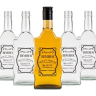 5x Wave Bottles 500 ml s potlačou BIMBER.Uzávery 5x Wave Bottles 500 ml s potlačou BIMBER.Uzávery