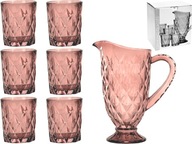 SADA SKLA 1L džbán + 6 pohárov 250ml RUŽOVÁ SADA SKLA 1L džbán + 6 pohárov 250ml RUŽOVÁ