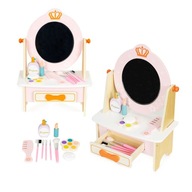 Drevený toaletný stolík s doplnkami pre deti, ružový ECOTOYS ECOTOYS