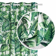 Zelený záves do obývačky, listy 140x250 s palmami