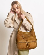 Kožená dámska taška na batoh 2v1 camel - MARCO MAZZINI VS4d