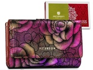 Kožená peňaženka s kvetmi z pravej kože Peťo