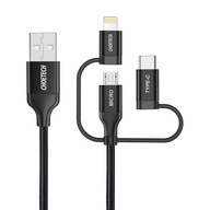 Choetech USB nabíjací kábel MFi 3v1 Lightning Micro USB USB-C 5V 1,2m Choetech USB nabíjací kábel MFi 3v1 Lightning Micro USB USB-C 5V 1,2m