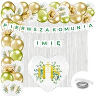 Sada balónov Dekorácie na prvé sväté prijímanie Transparent + meno Sada balónov Dekorácie na prvé sväté prijímanie Transparent + meno
