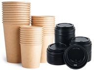 KRAFT papierové poháre 300ml + viečko 100 ks KRAFT papierové poháre 300ml + viečko 100 ks