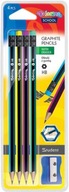 ŠESTIHRANNÉ ceruzky S GUMA 4 ks + strúhadlo COLORINO SCHOOL 39910 NA ČIERNU