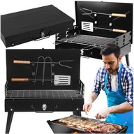 TURISTICKÝ ZÁHRADNÝ GRIL SKLADACÍ PRENOSNÝ KUFOR KEMPING + PRÍBORY TURISTICKÝ ZÁHRADNÝ GRIL SKLADACÍ PRENOSNÝ KUFOR KEMPING + PRÍBORY