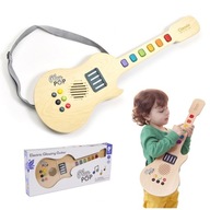 Drevená elektrická gitara, svetelný nástroj pre deti
