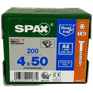 Skrutky NEREZ 4x50mm, Skrutky do dreva 200ks, Nerez A2 SPAX Skrutky NEREZ 4x50mm, Skrutky do dreva 200ks, Nerez A2 SPAX