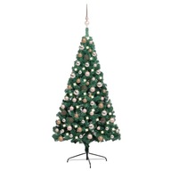 Umelý vianočný stromček, polovičný, s LED a čačky, zelený