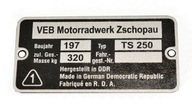 Typový štítok MZ TS 250