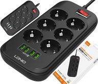 Napájacia lišta so 6 zásuvkami + 4x predlžovací USB kábel Napájacia lišta so 6 zásuvkami + 4x predlžovací USB kábel