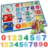 Montessori senzorická manipulačná tabuľa Čísla Učenie Počítanie Drevená Montessori senzorická manipulačná tabuľa Čísla Učenie Počítanie Drevená