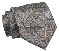 Hnedá kravata so striebornými motívmi - CHATTIER
