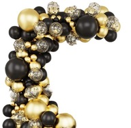 BALÓNKY mašľová girlanda BLACK GOLD konfety 120 ks BALÓNKY mašľová girlanda BLACK GOLD konfety 120 ks