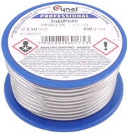 Spájkovací cín s tavidlom SW26, Cynel, 2,5 mm, 250 g, TIN 2,5/250 Spájkovací cín s tavidlom SW26, Cynel, 2,5 mm, 250 g, TIN 2,5/250