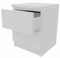 Nočný stolík, matná biela, 30 cm, 2 zásuvky