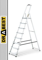 Hliníkový domáci rebrík, jednostranný, 8 stupňov DRABEST + HÁK