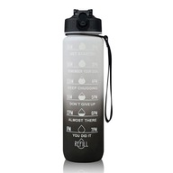Sivá čierna 1 l motivačná 2-litrová fľaša na vodu