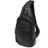 Moderná pánska kožená taška cez rameno čiernej farby