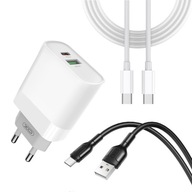 Rýchla USB nabíjačka USB-C 18W kocka + dva káble Rýchla USB nabíjačka USB-C 18W kocka + dva káble