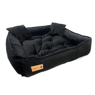 Veľká velúrová posteľ pre psa pohovka vankúš XL Pekne čierna 100x75 cm