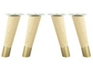 4 x skosené dubové nohy 15 cm s plechom a krytom