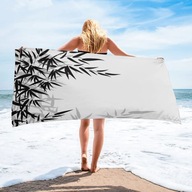 Čiernobiely bambusový plážový uterák