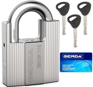 Visiaci zámok GERDA 116 Zircon proti vlámaniu, najvyšší certifikát, trieda 6, oceľ, 12 ton Visiaci zámok GERDA 116 Zircon proti vlámaniu, najvyšší certifikát, trieda 6, oceľ, 12 ton