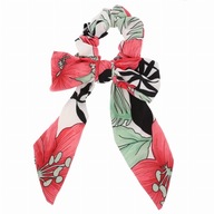 RUB NA VLASY SCRUNCHIE, BIELA MAŠKA, KVETY RUB NA VLASY SCRUNCHIE, BIELA MAŠKA, KVETY
