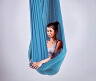 Vzdušná hojdacia sieť na jogu, akrobatická šatka, modrá, 4 metre, šírka 260 cm