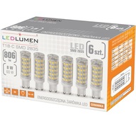 Sada 6x G9 LED žiarovka Small T18 8W=60W SMD 806lm 360° Halogén Silná