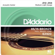Gitarové struny D'Addario 85/15 Bronze 12-54 EZ920 Gitarové struny D'Addario 85/15 Bronze 12-54 EZ920