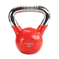 Činka KETTLEBELL BALL 8kg, protišmyková HMS rukoväť pochrómovaná