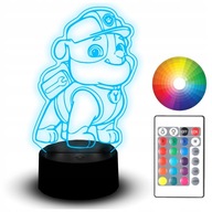 Socha LED Night Light 3D gravírovanie pre deti Paw Patrol Rubble Socha LED Night Light 3D gravírovanie pre deti Paw Patrol Rubble
