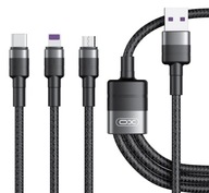 3v1 USB-C Lightning iPhone micro-USB kábel 120cm